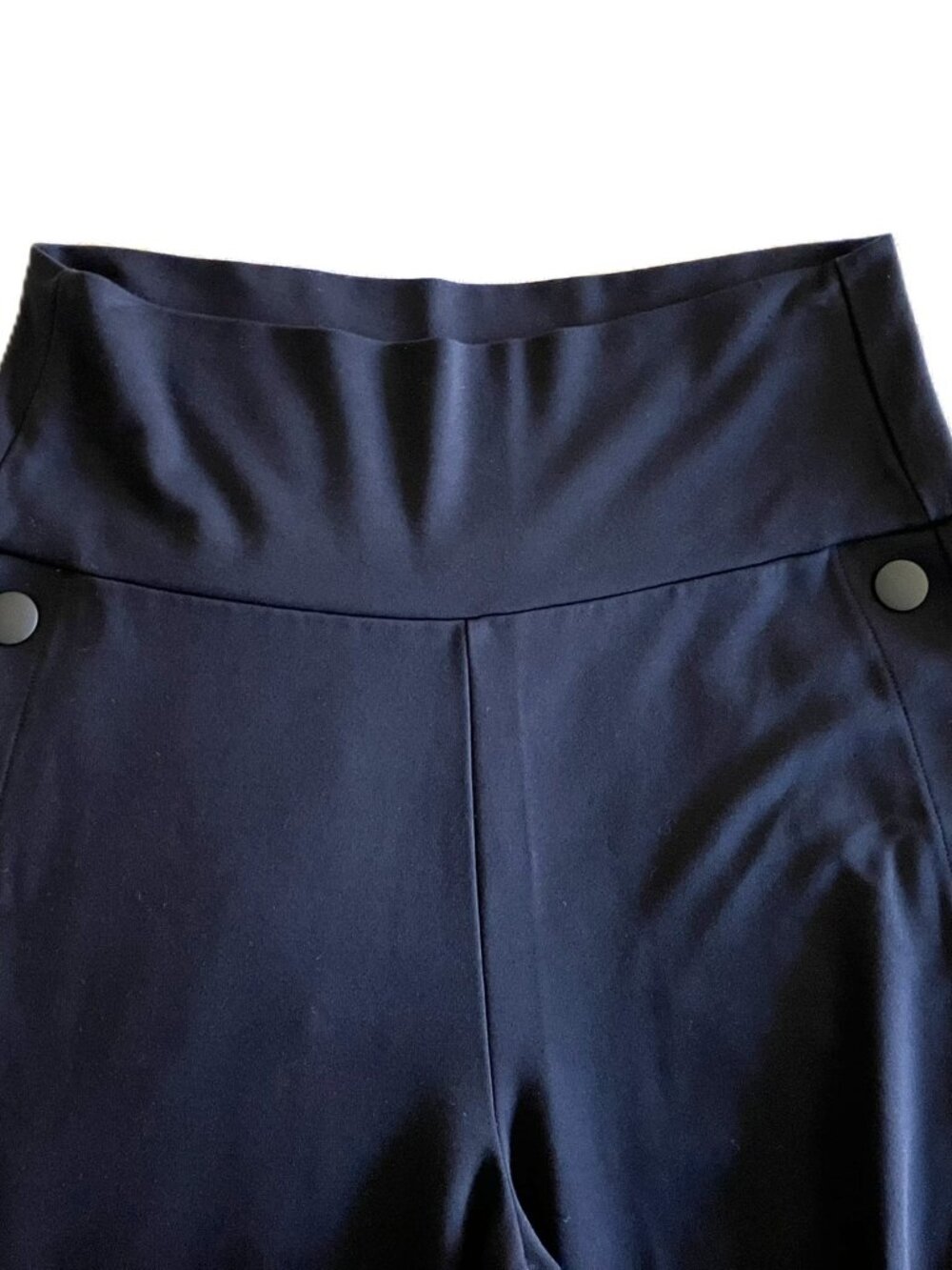 Cabi Black Snap Button Side Vent Wide Leg Knit Pants Medium Style 5867 - Picture 5 of 15